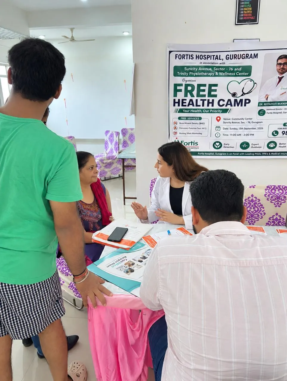 Health camp registration desk